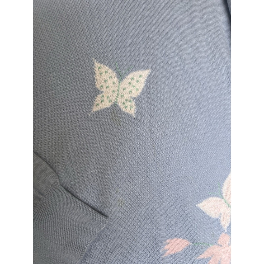 Lyle & Scott Scotland Cashmere Sweater Blue Floral Women's 38/97 Vintage - Picture 4 of 9